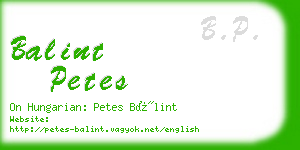 balint petes business card